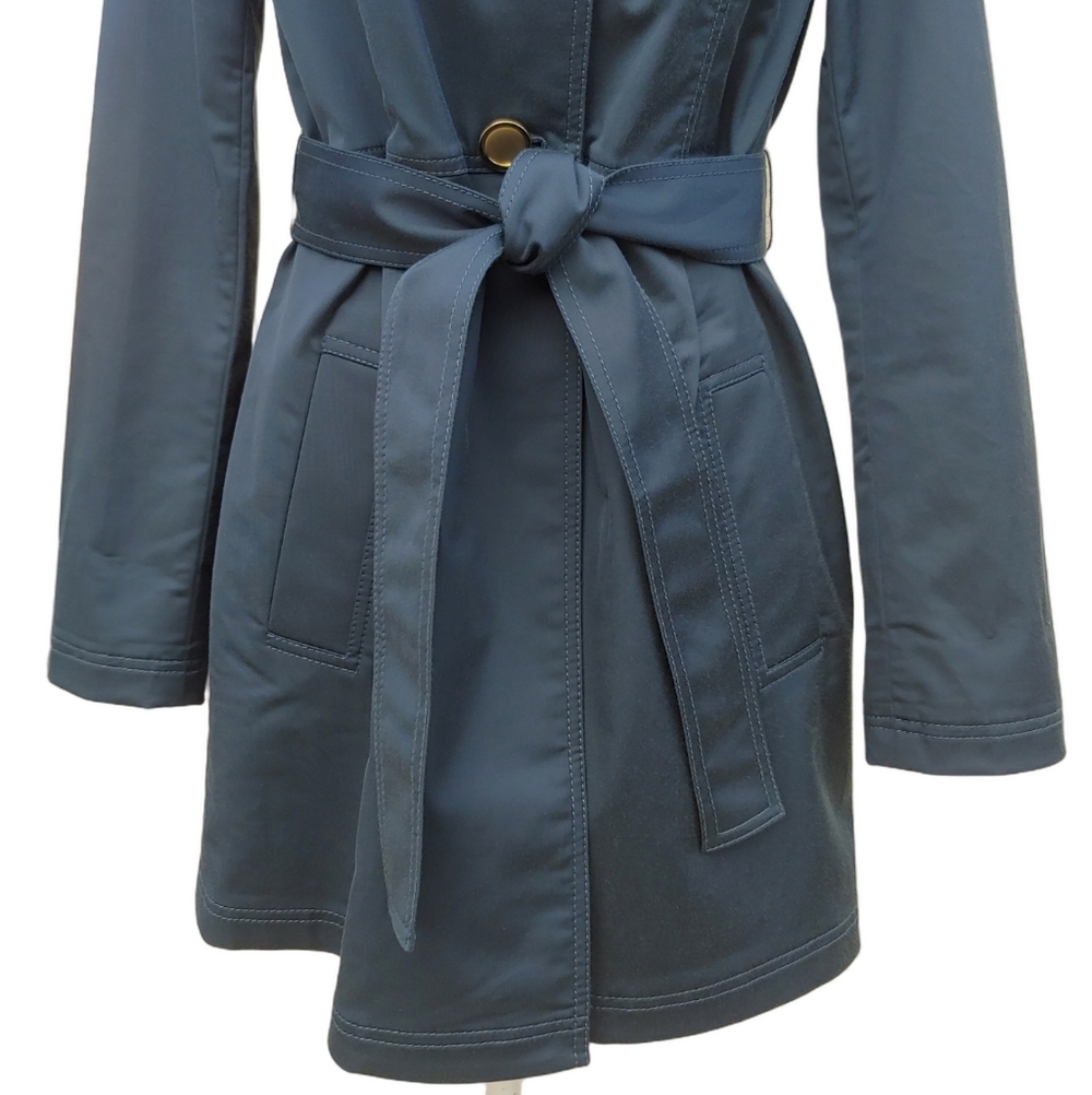 St. John Yellow Label Blue Utility Trench Jacket with Gold Buttons Women's 6 - Picture 7 of 17